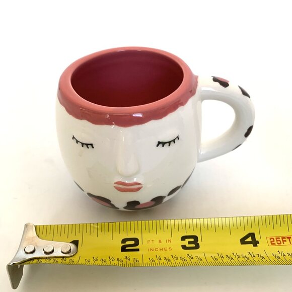 Lang Design Ceramic Espresso Mug Coffee Tea Set of 3 Face Animal Print Demitasse - Picture 2 of 11